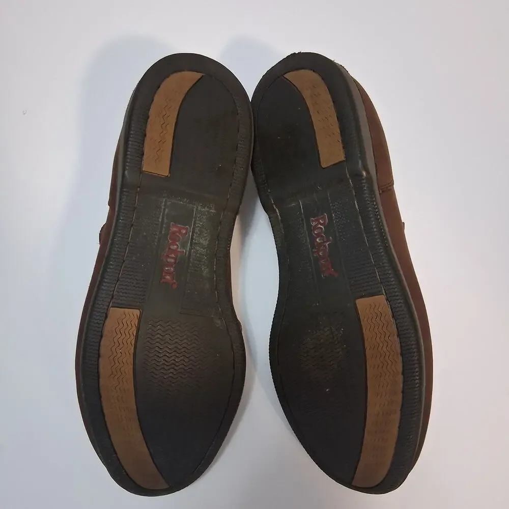 Rockport Men 13XW Boat Shoes Brown Leather Classic Moccasin